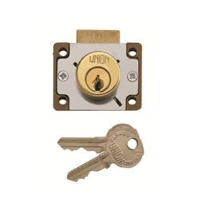 Union 4148 4 Pin Cylinder Springbolt Cupboard or Till Lock  - 44.5mm (1.75") case size