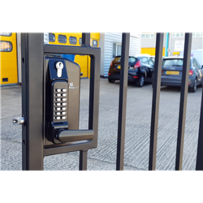 BL3400DKO ECP Metal Gate Lock with free turning lever ECP keypad, Inside holdback lever handle & key override